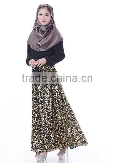chiffon full length muslim long sleeve maxi dress