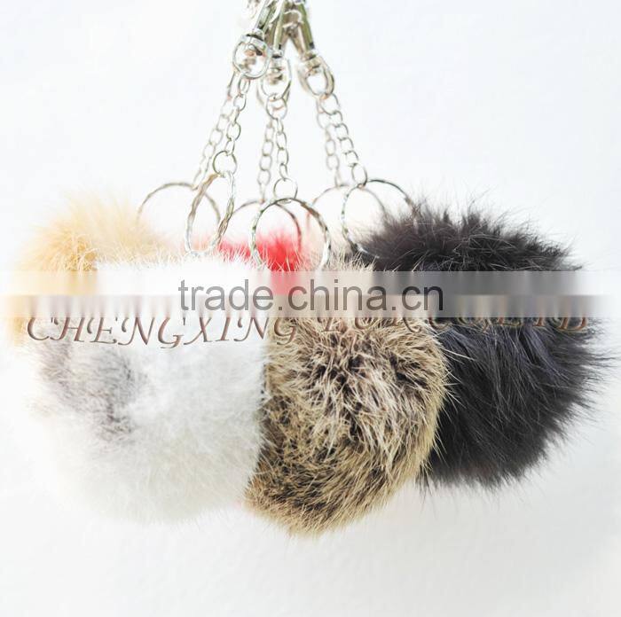 CX-R-36 Wholesale Fur Key Ring Real Rabbit Fur Balls