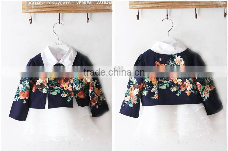 Fashion kid Refreshing Chiffon Dress floral printing dress kid clothes ,wholesale children's boutique clothing