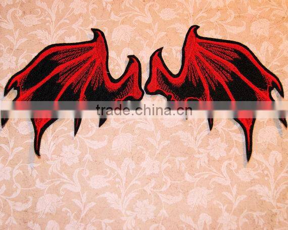 Custom high quality embroidered Demon wings patch for clothes embroidery patch made in china choose size/color