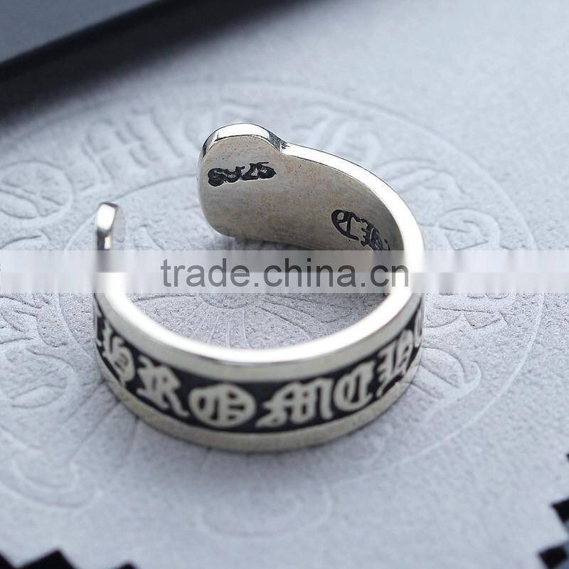 Manufacturer top quality words patterned men's jewelry mystic sterling silver big ring for men