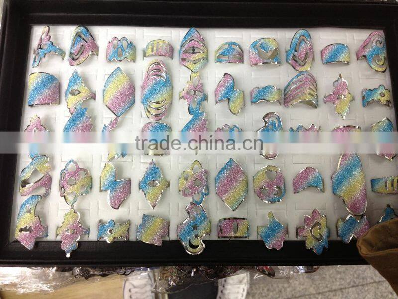 various shape rainbow giltter Christmas rings for promotion