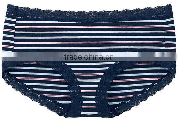 Trendy current blue color sexy women lingerie hipster with scallop lace