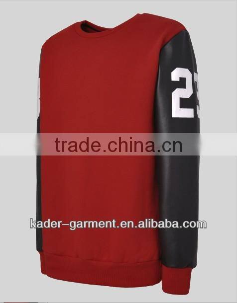 Leather sleeve sweatshirt for men