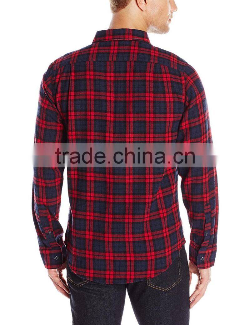 Top quality latest shirts design red black men flannel shirt