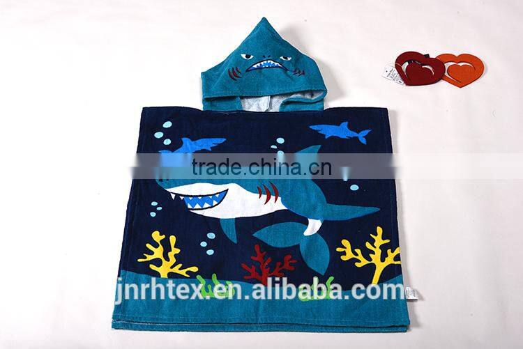 Alibaba Trade Assurance ring spun cotton screen printing terry cloth poncho hooded beach towel