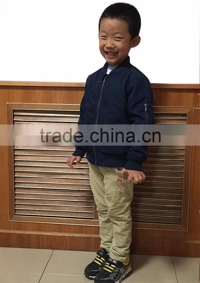 Custom Wholesale Plain Zip Front Bomber Jacket For Children