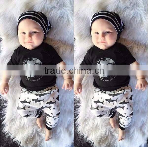 2016 summer baby fashion style baby boy clothes set, baby girl clothes soft and comfortable T-shirt + pants 2pcs sets