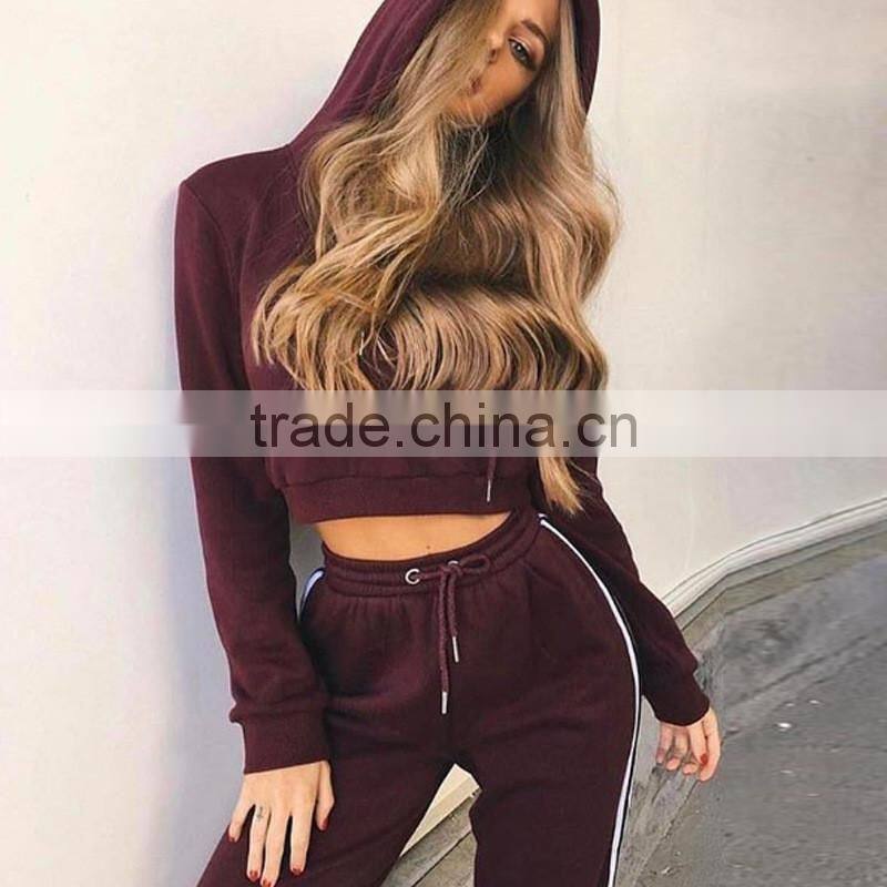 Latest Fashion Clothing Streetwear Sportswear Plain Hoodies Long Pants 2 Piece Set Tracksuit