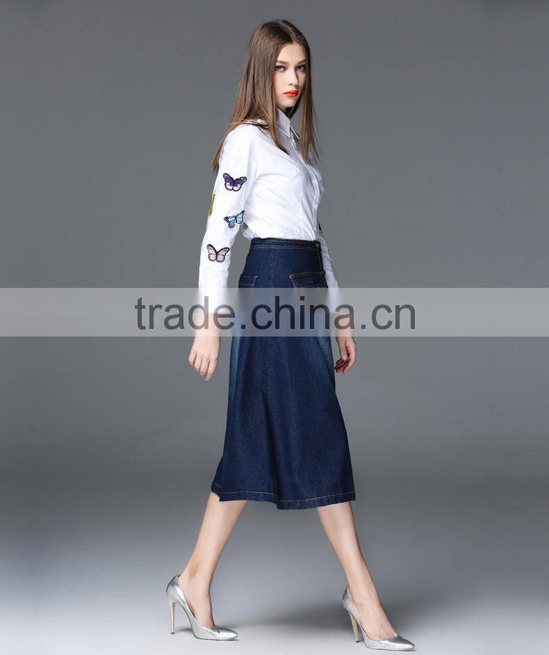 Elegant stylish women long jeans skirts high quality