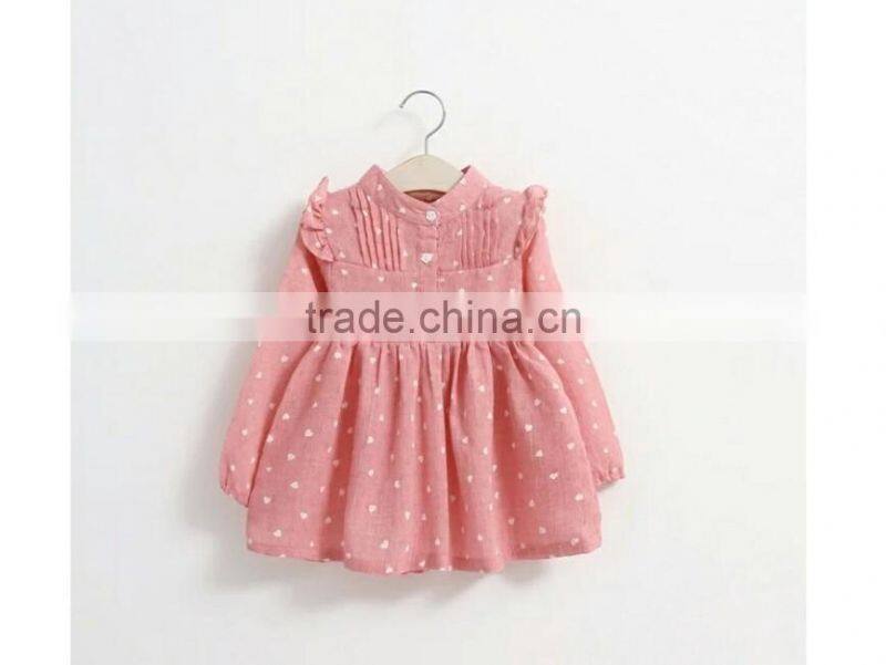 2016 new design comfortable long sleeve style dress with flower print