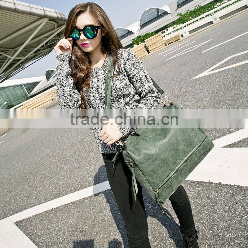 Vintage Nubuck Leather Large Women Shoulder Bag