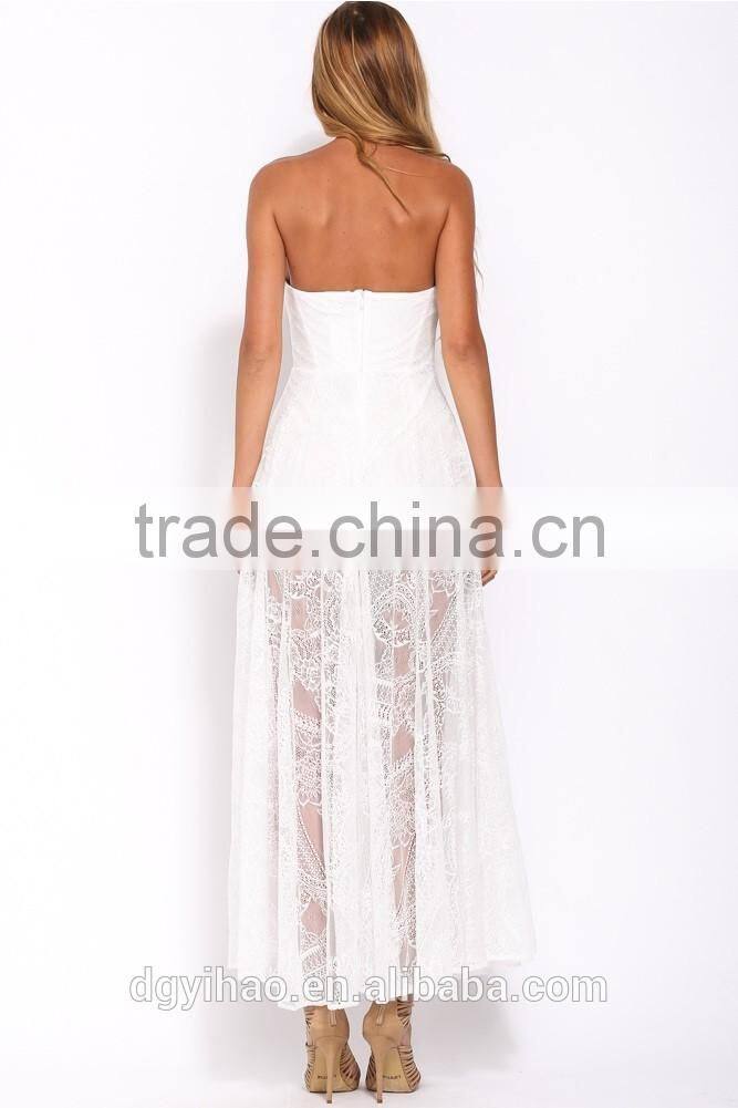 Custom White Lace Dress/White Lace Half Sleeve Dress/White Lace See-through Prom Dress Wholesale dress