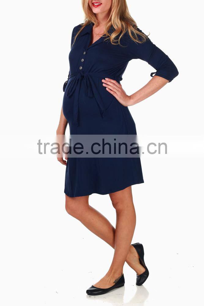 BLACK SASH TIE MATERNITY/NURSING DRESS