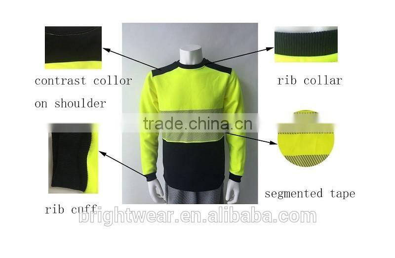 80% polyester 20% cotton fleece hi vis safety sweatshirt