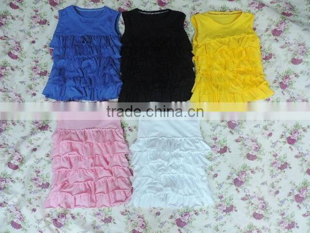 Baby Summer hot sale girls tank top icings solid color cotton clothes 2017 wholesale clothes ruffle
