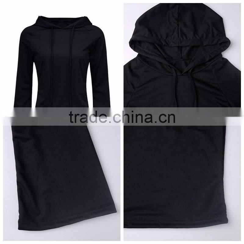 Ladies Blank Design Black Flare Sleeve Cropped Hoodie Wholesale