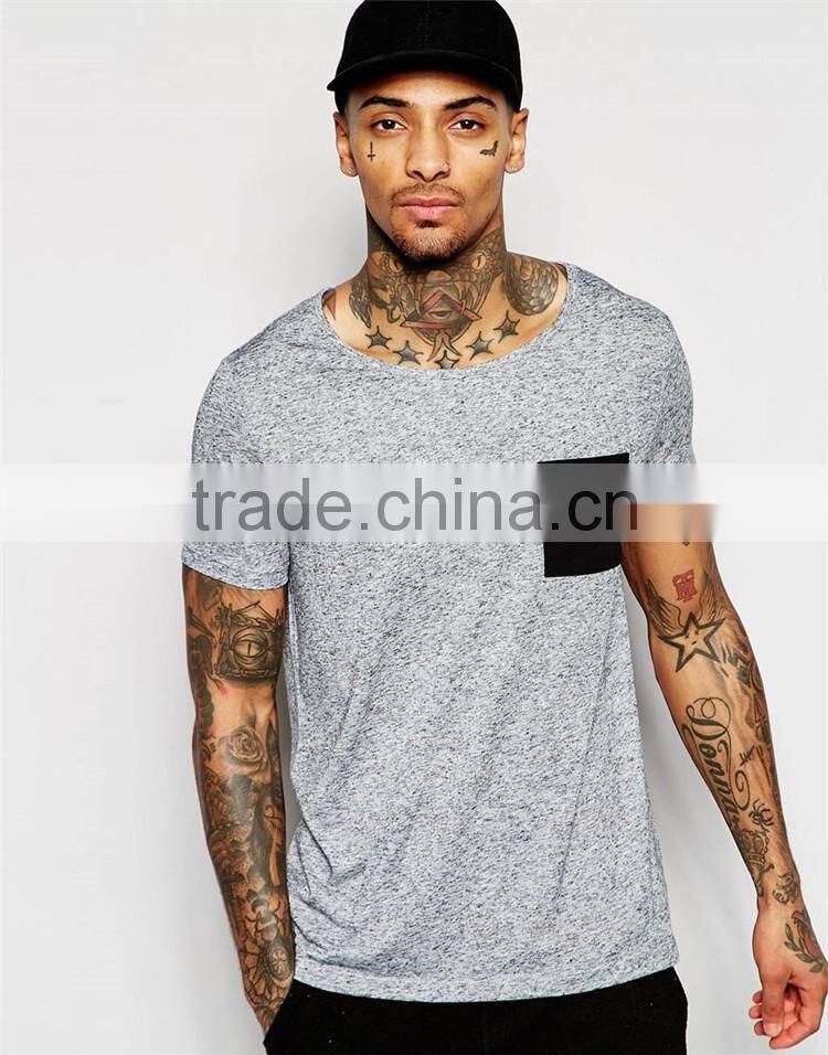 Guangzhou Shandao Factory 160g 100% Cotton O-Neck with Pocket Casual Summer Short Sleeve T Shirt Design