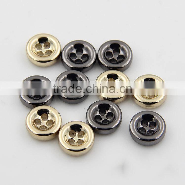 Gold Black 10mm 4-Holes Round Custom Metal Shirt Buttons For Garment