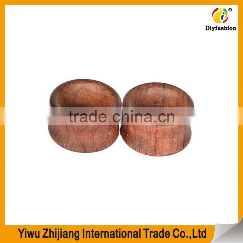 Longbeauty Pair Vintage Brown Natural Wood Hollow Tunnels Ear Plugs Stretcher Gauges