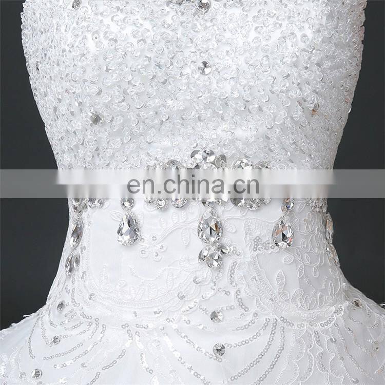 HS1618 New Luxury Sexy Sweetheart Strapless Applique Beaded Chapel train Tulle Wedding Dresses Wedding dress Bridal Gowns Dress