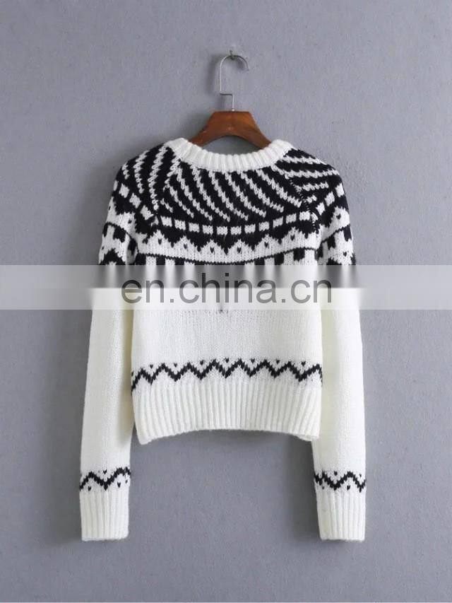 Custom Latest Fashion Design Sweaters Stock Computer Knitted Cashmere Women Loose Sweater