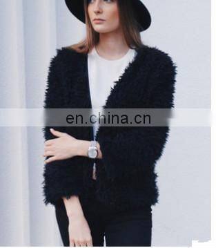 New style Loose V neck long sleeve winter women faux fur coat