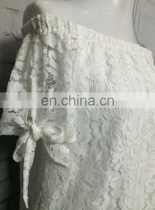 2017 summer lace flower shirt one shoulder shirt cute short slevee shirt for ladies