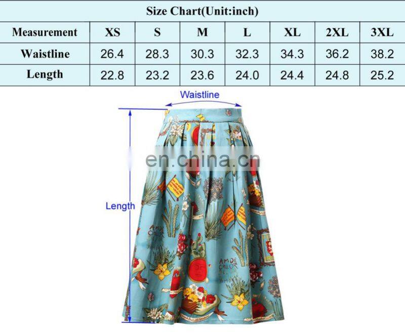 19 Colors ! Grace Karin Cheap Occident Short Retro Vintage Floral Print Cotton Skirt CL6294-3#