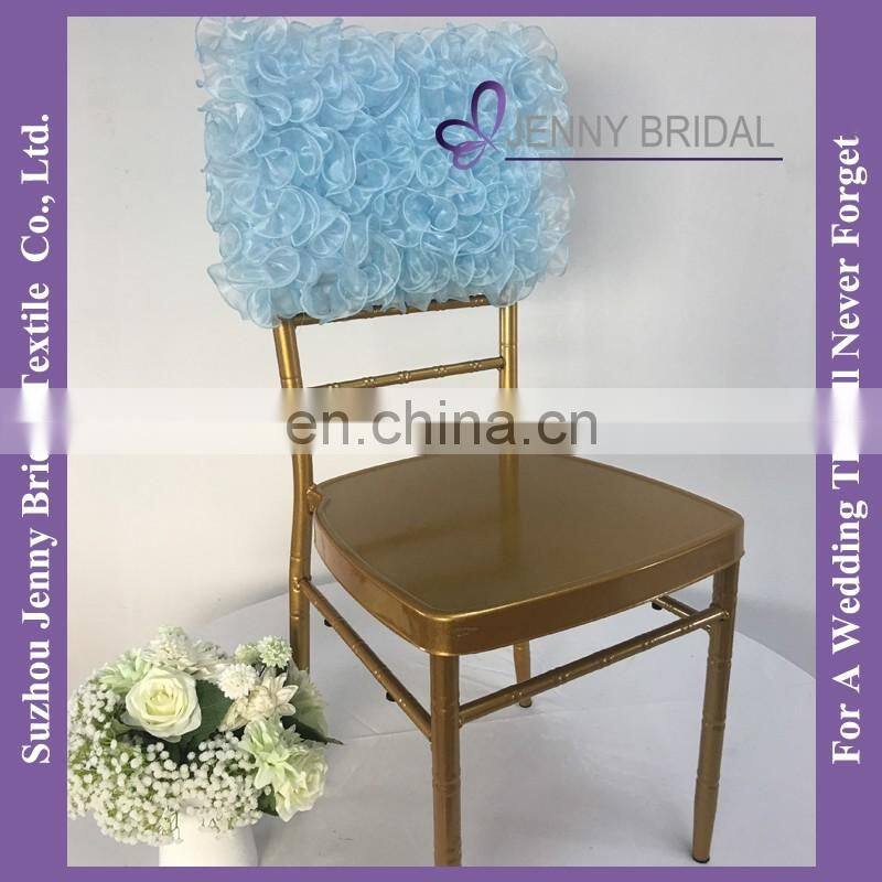 C005S organza turquoise square top half back chair covers
