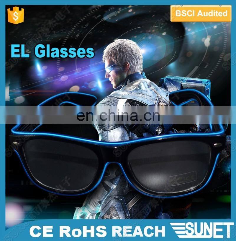 Halloween parade custom logo glow party LED EL wire glasses sunglasses