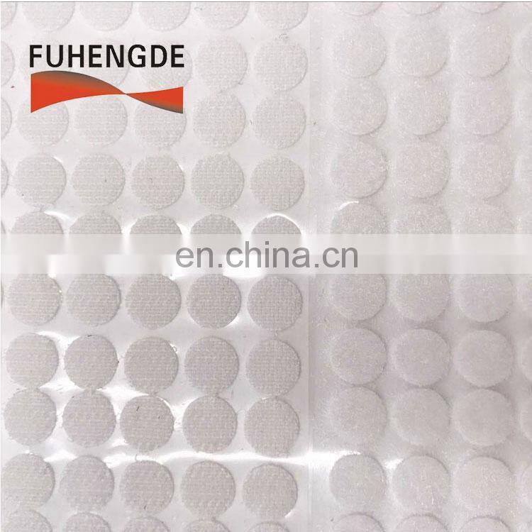 good quality 10mm 20mm 25mm diameter sticky back hook loop dots roll