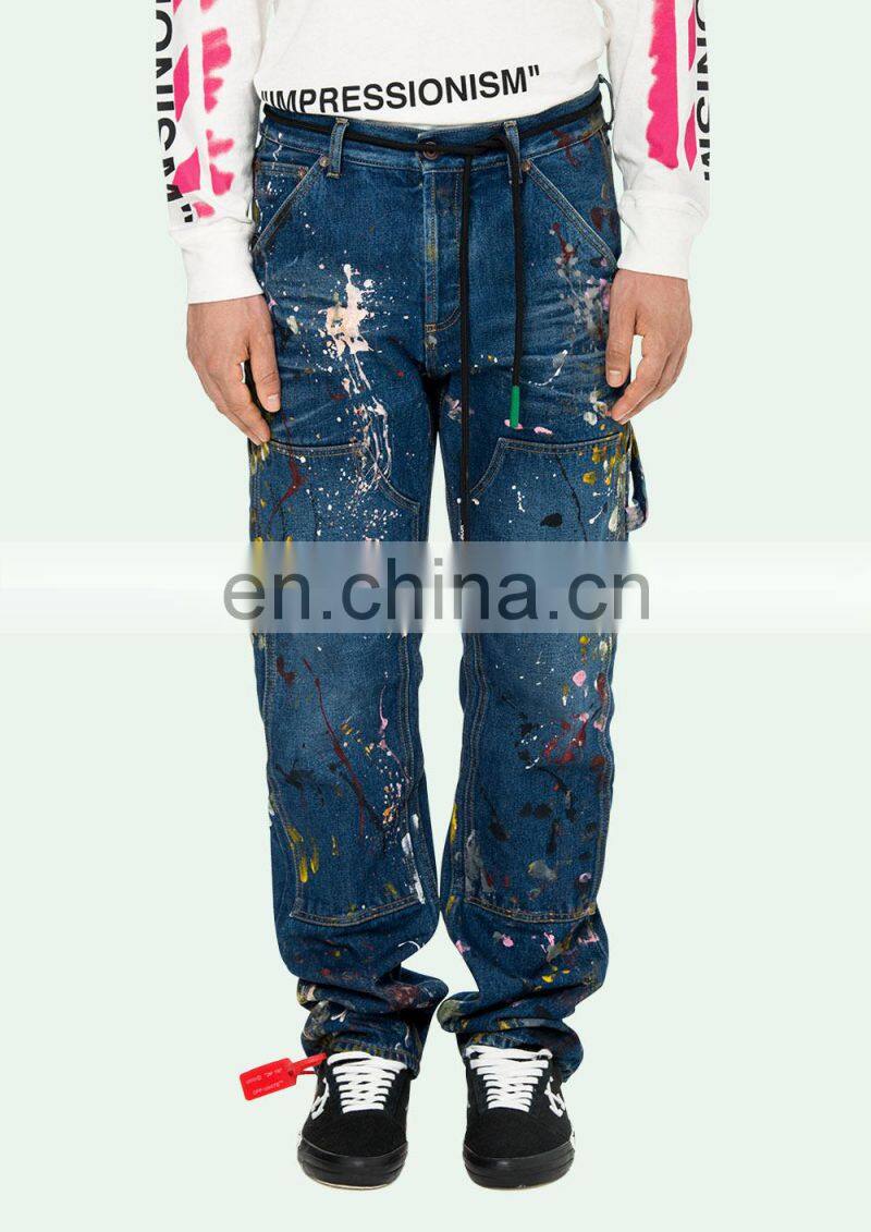 DiZNEW PAINTED POCKETS VINTAGE PAINT CARPENTER JEAN PANTS FOR BOYS
