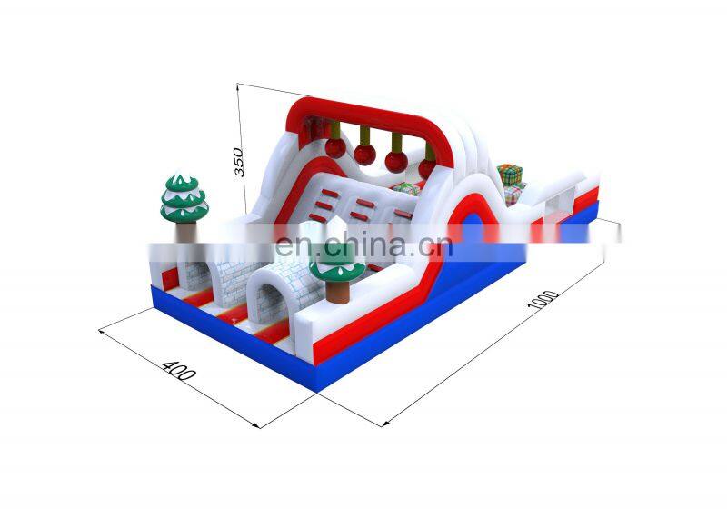 2020 outdoor all in one kids 5K Santa party inflatable obstacle course for events