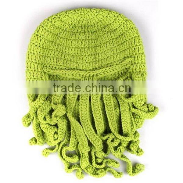 2014 Handmade Knitted Crochet Beard Hat Bicycle Mask Cap Octopus Cool Black SP055