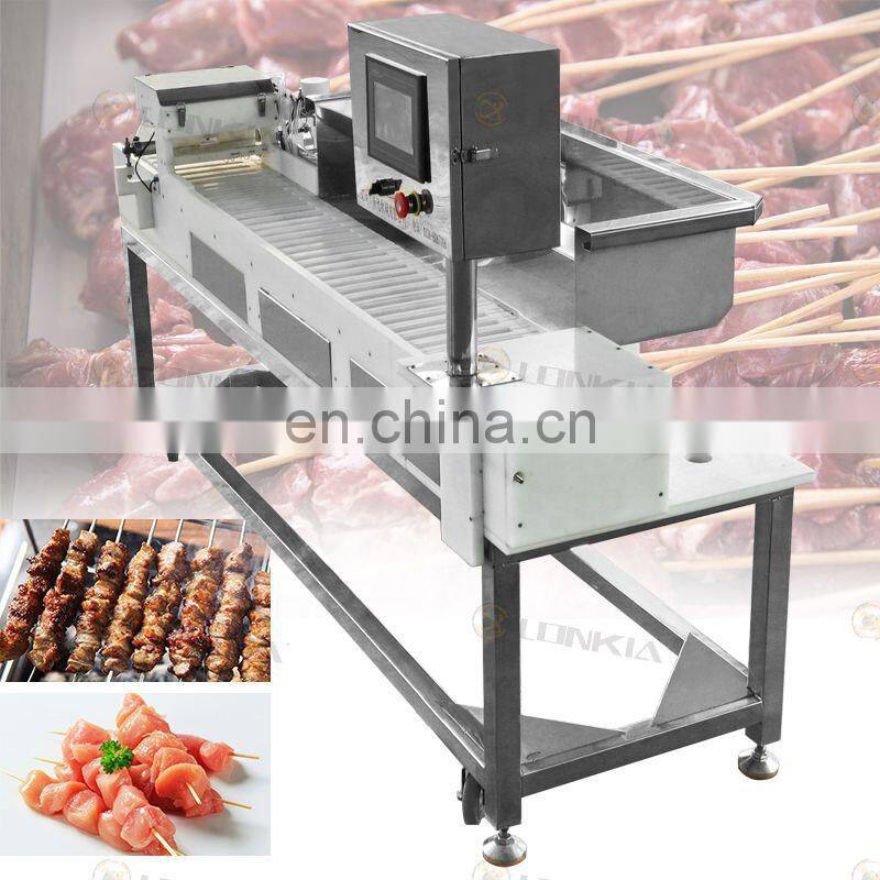 LONKIA Industrial Automatic Shrimp Kebab Skewer Machine, Meat Kebab Making Machine