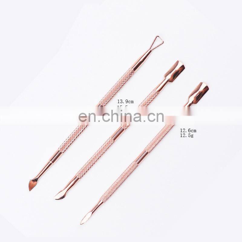 Wholesale Professional Custom Logo Rose Gold 410 Stainless Steel Cuticle Remover Nail Pusher