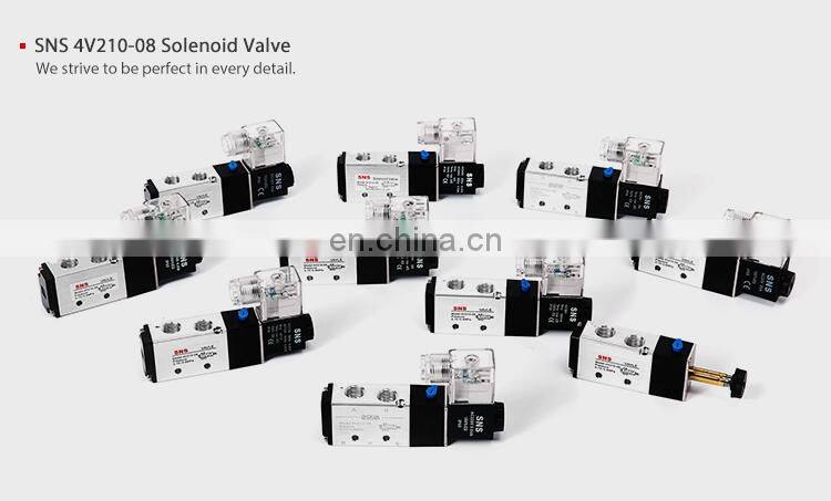 SNS pneumatic air 4V210-08 5/2 port single coil control internal pilot type electric solenoid valve with AC/DC 12V 24V 220V