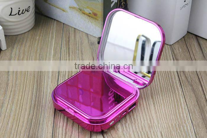Mini fashion cosmetic mirror power bank 10400mAh phone charger