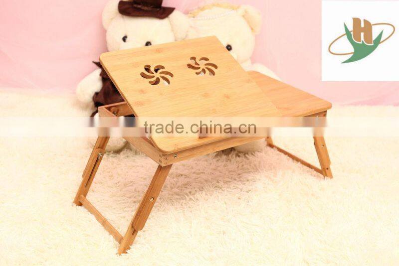 Carvened flower Solid bamboo durable and portable laptop desk bed tray