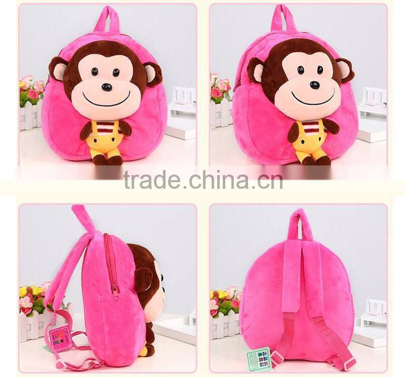 New cartoon monkey backpack animal soft cute small bags plush doll kids school bag baby bags