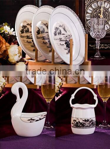 56 pcs Useful Ceramic Round Dinner Plate