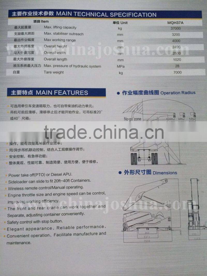XCMG Side Lifter Crane 40FT 20FT sideloader