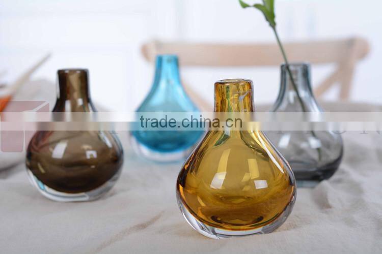 Casamotion Decorative Modern Mini Bud Blue Color Handmade Glass Vase Decoration