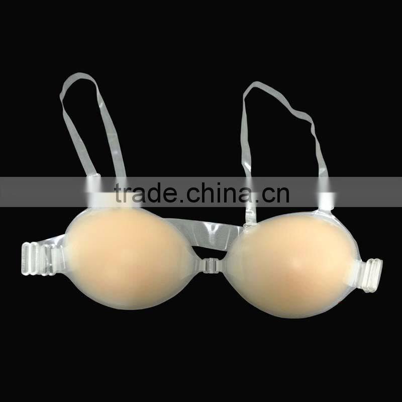Silicone bra with strap /clear back strap bra