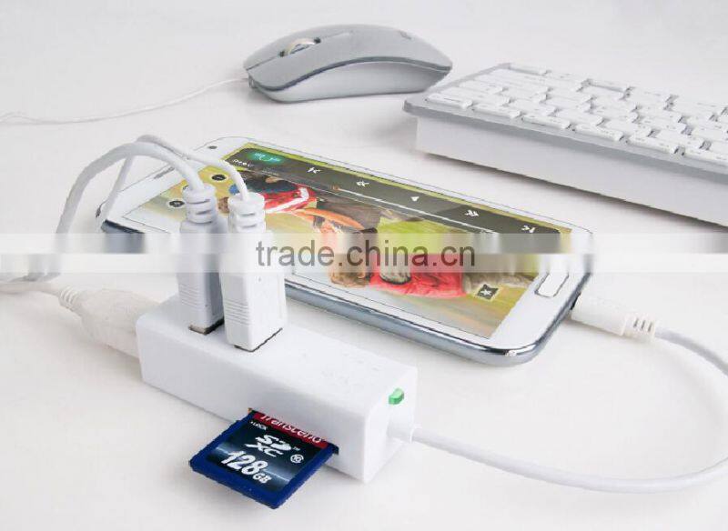 Card Reader 3 in 1 with Extension Cable for Mobile Use
