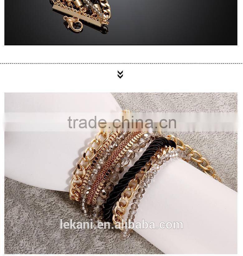 Wholesale Rope Multi-chain Mixed Styles Gold Strand Bracelet