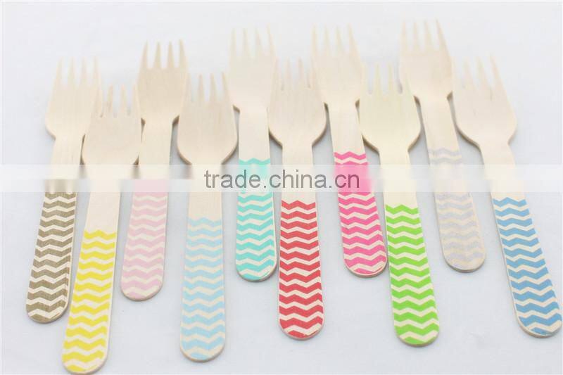 Pink Stripe Polka Dot Chevron Wooden Fork wooden utensil Wedding Deco Fork