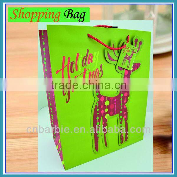 3D reindeer xmas handmade gift paper shopping bag