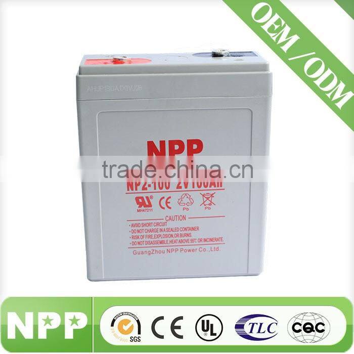 2V100AH made in China NPP agm battery for solar/UPS